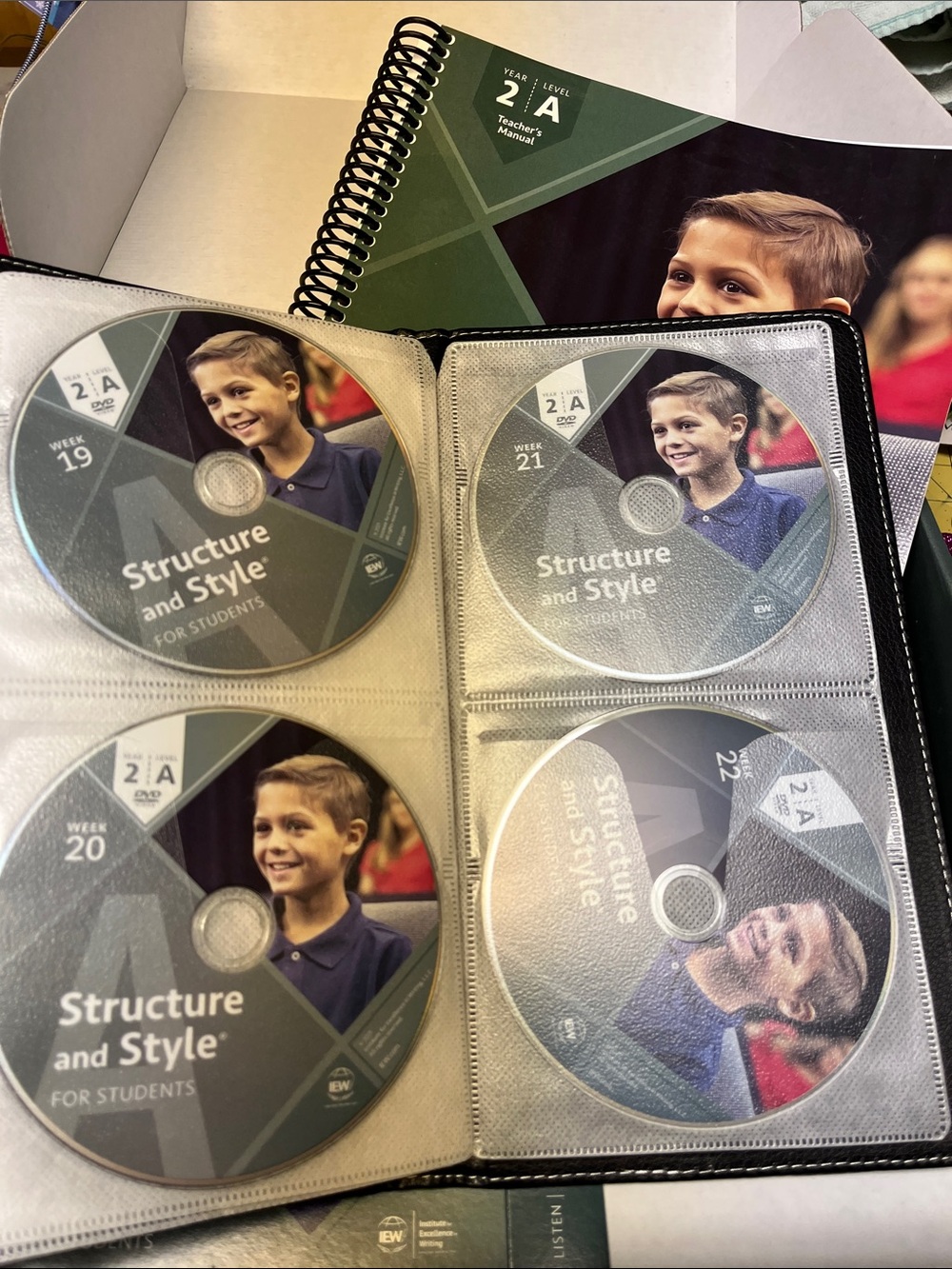 IEW Structure and Style 2A 
24 DVD Set, and Teacher’s manual- Green/Gray